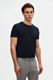 Ds Damat Slim Fit Lacivert Bisiklet Yaka %100 Pamuklu Nefes Alabilen T-Shirt