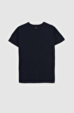 Ds Damat Slim Fit Lacivert Bisiklet Yaka %100 Pamuklu Nefes Alabilen T-Shirt