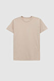 Ds Damat Slim Fit Bej Bisiklet Yaka %100 Pamuklu Nefes Alabilen T-Shirt