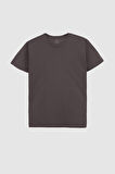 Ds Damat Slim Fit Antrasit Bisiklet Yaka %100 Pamuklu Nefes Alabilen T-Shirt