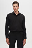Ds Damat Slim Fit Siyah İtalyan Yaka Dar Kesim Klasik Kravatlık  Uzun Kollu Kolay Ütülenebilir Nefes 2HF02ORTBN85
