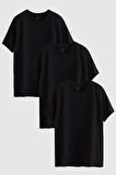 D'S Damat Slim Fit Siyah 3'lü T-Shirt 4HC14ORTBN533