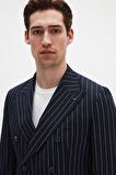 Ds Damat Regular Fit Lacivert Çizgili Kruvaze Takim Elbise 4HF05ORT01588