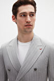 Ds Damat Regular Fit Gri Çizgili Kruvaze Takim Elbise 4HF05ORT01588