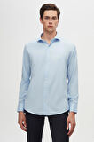 Ds Damat Slim Fit Mavi/Açık Mavi İtalyan Yaka Kolay Ütülenebilir 2'Li Gömlek