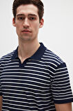 Ds Damat Slim Fit Lacivert Rayon Polo Yaka Fermuarlı Triko T-Shirt 4HF06ORT10005