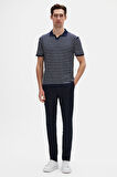 Ds Damat Slim Fit Lacivert Rayon Polo Yaka Fermuarlı Triko T-Shirt 4HF06ORT10005