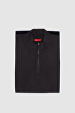 Ds Damat Slim Fit Siyah Yarım Fermuarlı Triko Kazak