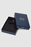 Ds Damat Slim Fit Siyah İtalyan Yaka Dar Kesim Klasik Kravatlık Uzun Kol Kolay Ütülenebilir Gömlek