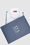 Ds Damat Slim Fit Beyaz İtalyan Yaka Dar Kesim Klasik Kravatlık Uzun Kol Kolay Ütülenebilir Gömlek