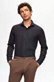 D'S Damat Ds Damat Slim Fit Lacivert Italyan Yaka Dar Kesim Klasik Kravatlık  Uzun Kollu Kolay Ütülenebilir Nefes Alan 2'li Gömlek 2HF02ORTBN86