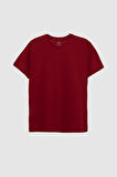 Ds Damat Relaxed Fit Bordo %100 Pamuk T-Shirt