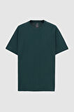 Ds Damat Oversize Koyu Haki Bisiklet Yaka %100 Pamuk T-Shirt 6HC14ORT02006