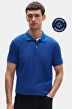 Ds Damat Slim Fit Saks Mavi Kutulu Polo Yaka T-Shirt