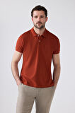 Ds Damat Regular Fit Kiremit/kayısı/beyaz Pike Dokulu %100 Pamuk Polo Yaka T-Shirt 6HC14ORTBN510
