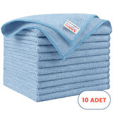 Mulpex Mikrofiber Temizlik Bezi 10 Adet - 40x40 cm, 375 GSM, Parlak Dokulu, 60 gr ±2, Yüksek Emici, İz Bırakmaz