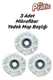 3 Adet 360 Derece Döner Moplara Uyumlu Yedek Mikrofiber Püskül Mop Başlığı