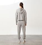 Nors Bolthor Kapüşonlu Crop Sweatshirt Açık Gri Melanj