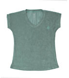 V Yaka Kadın Havlu Tshirt - Zeytin