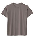 Regular Bisiklet Yaka Tshirt - Vizon