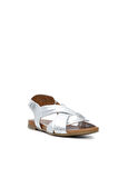 Tamer Tanca Kadın Hakiki Deri Metalik Düz Sandalet 766 0904 BYN SNDLT 21 SILVER