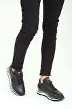 Tamer Tanca Erkek Hakiki Deri Siyah Sneakers & Spor Ayakkabı 383 5268 ERK AYK SK22/23 SYH SLVR/SYH MET