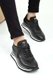 Tamer Tanca Erkek Hakiki Deri Siyah Sneakers & Spor Ayakkabı 383 5268 ERK AYK SK22/23 SYH SLVR/SYH MET