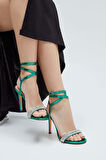 Tamer Tanca Kadın Vegan Yeşil Yılan Topuklu Sandalet 654 993 BN SNDLT Y23 YESIL YILAN
