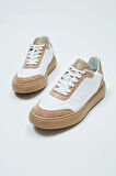 Tamer Tanca Erkek Hakiki Deri Beyaz\Vizon Sneakers & Spor Ayakkabı 698 1054-1 ERK AYK Y23 BEYAZ/VIZON