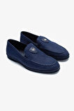 Giampiero Nicola Stephan Erkek Lacivert Nubuk Hakiki Deri Loafer Ayakkabı 664 L40262 ERK AYK Y23