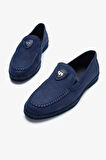 Giampiero Nicola Stephan Erkek Lacivert Nubuk Hakiki Deri Loafer Ayakkabı 664 L40262 ERK AYK Y23