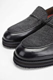 Tamer Tanca Erkek Hakiki Deri/Tekstil Gri Loafer Ayakkabı 477 66003 ERK AYK SK23/24 GRI BFL/KMS