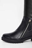 Tamer Tanca Kadın Hakiki Deri Siyah Casual Çizme 33 19500 BN CZM SK23/24 SIYAH FLTR