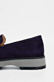 Tamer Tanca Kadın Hakiki Deri Lacivert Süet Loafer Ayakkabı 902 3435 BN AYK SK23/24 LACI SUET