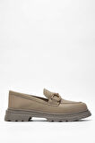 Tamer Tanca Kadın Vegan Bej Loafer Ayakkabı 817 2397 BN AYK SK23/24 VIZON FLTR