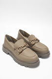 Tamer Tanca Kadın Vegan Bej Loafer Ayakkabı 817 2397 BN AYK SK23/24 VIZON FLTR