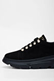 Tamer Tanca Kadın Vegan Siyah Süet Sneakers & Spor Ayakkabı 1009 1009 BN AYK SK23/24 SIYAH SUET