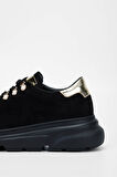 Tamer Tanca Kadın Vegan Siyah Süet Sneakers & Spor Ayakkabı 1009 1009 BN AYK SK23/24 SIYAH SUET