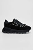 Valmenti Kadın Siyah Süet Deri Sneakers & Spor Ayakkabı 1011 6187 BN AYK SK23/24