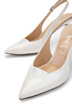 Tamer Tanca Kadın Hakiki Deri Beyaz Sedef Topuklu Ayakkabı 22 3129 BN AYK Y24 BEYAZ SEDEF
