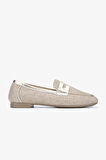 Valmenti Topy Kadın Naturel/Gold Deri & Tekstil Loafer Ayakkabı 961 1979-1 BN AYK Y24