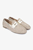 Valmenti Topy Kadın Naturel/Gold Deri & Tekstil Loafer Ayakkabı 961 1979-1 BN AYK Y24
