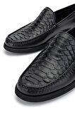Tamer Tanca Erkek Hakiki Deri Siyah Yılan Loafer Ayakkabı 1008 1453 ERK AYK Y24 SYH YLN/SYH