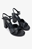 Valmenti Bezza Kadın Siyah Hakiki Deri Topuklu Sandalet 312 531 BN SNDLT Y24