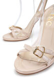 Tamer Tanca Kadın Vegan Bej Rugan Topuklu Sandalet 828 8380 BN SNDLT Y24 BEJ RGN