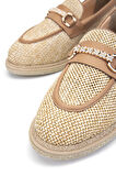 Tamer Tanca Kadın Deri Hasır Bej Loafer Ayakkabı 775 6067 BN AYK Y24 BEJ HSR