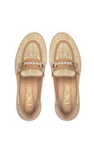 Tamer Tanca Kadın Deri Hasır Bej Loafer Ayakkabı 775 6067 BN AYK Y24 BEJ HSR