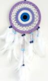 Nazar Boncuğu Motifli Lila Rengi Dream Catcher Düş Kapanı Duvar Süsü