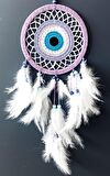 Nazar Boncuğu Motifli Lila Rengi Dream Catcher Düş Kapanı Duvar Süsü