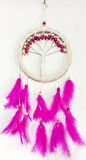 Fuşya Kuş Tüylü Hayat Ağacı Dream Catcher Duvar Süsü